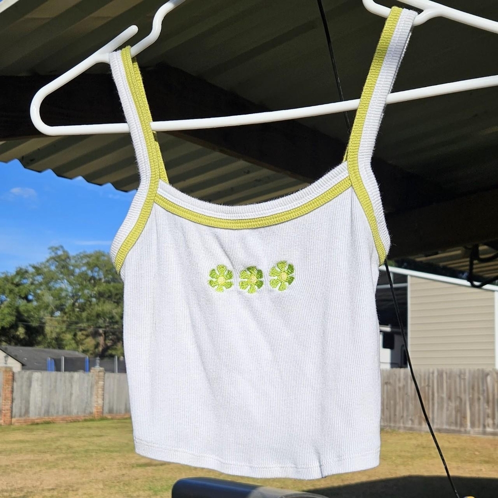 White and Green Women's Tank Top